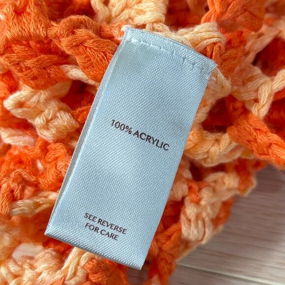 Orange Crochet Wide Long Sleeves Sweater NWT Whimsy Twee Fairy Coastal Grandma M - Picture 7 of 8